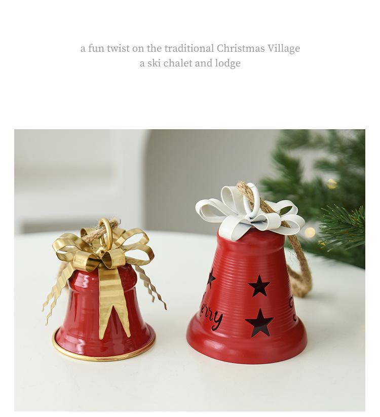 Iron Art Bell with 3D Bow & Hemp Rope - Christmas Tree Ornament & Home Decoration