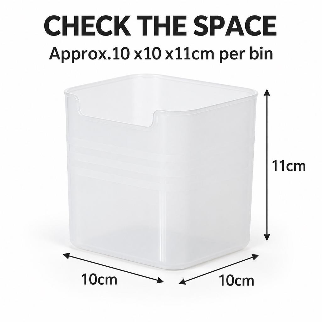 Frosted PP Refrigerator Door Storage Bin, 10 x10 x11cm, 1 / 2 / 3 Pieces