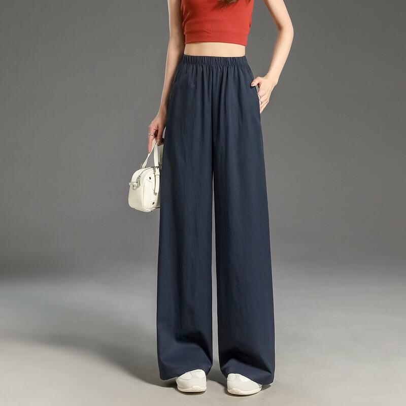 Women's Spring Elastic Waist Straight Leg Casual Pants