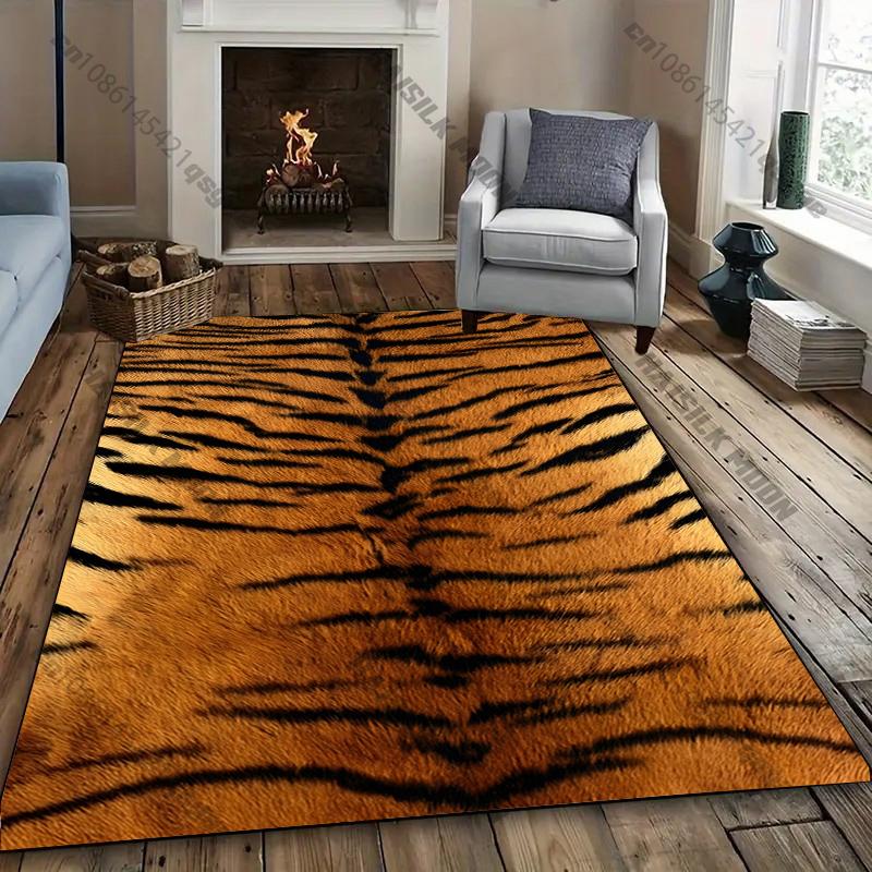 

1PC Tiger Skin Theme Printed Carpet Rug for Living Room Bedroom, Office Areas, Durable Machine Washable Mat,Gift for Son Husband 40x60cm (16x24in)