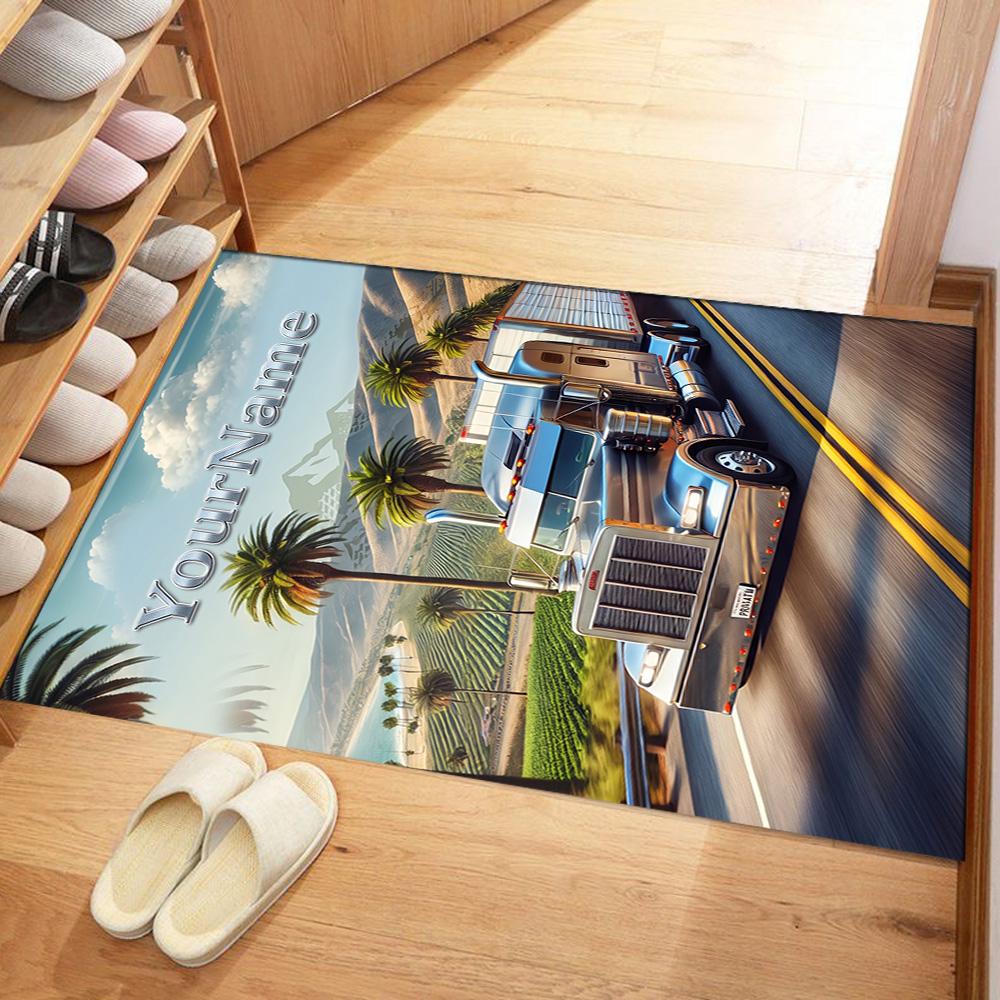 Peterbilt Heavy Trucks Customizable Name Floor Rug Office Rug Perfect for Entryway Study Room Game Room Playrooms Antislip Carpet Anime Office Decor