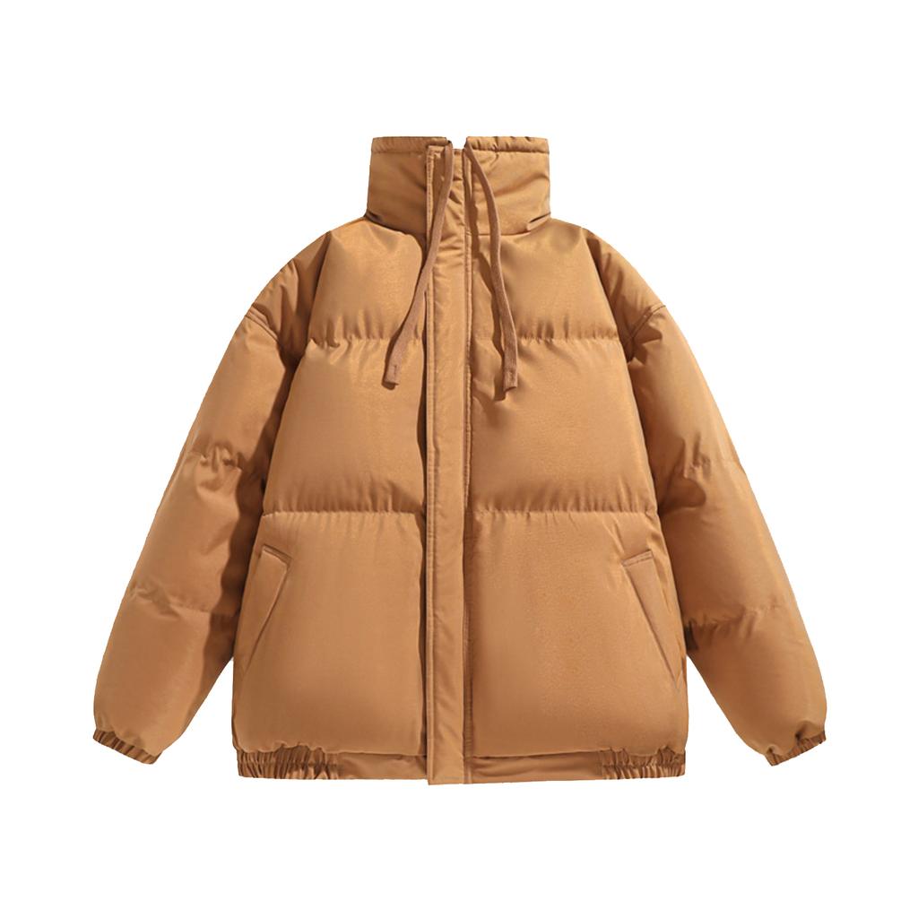 Men's Casual Solid-color High-neck Zipper Cotton-padded Jacket, Men's Thickened Cotton-padded Warm Bread Jacket Jacket