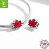 Silver Ziyun S925 Red Passion Maple Leaf Beads Fashion Oil Drop Leaf DIY Jewelry Accessories BSC335