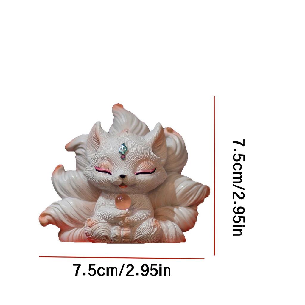 1 Piece Nine-Tailed Fox Desktop Ornament Car Decoration Cute Little Fox Figurine Car Interior Decoration New Home Decor Desk Ornamen