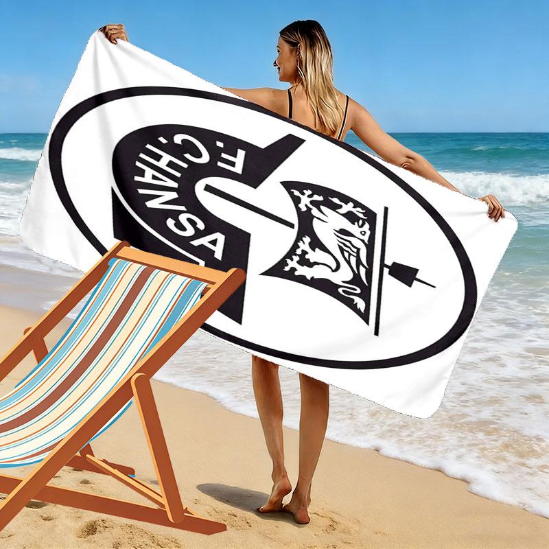 Asciugamano da Spiaggia Stampato FC Hansa Rostock, Asciugamano Grande Morbido Asciugatura Rapida per Spiaggia Campeggio Nuoto