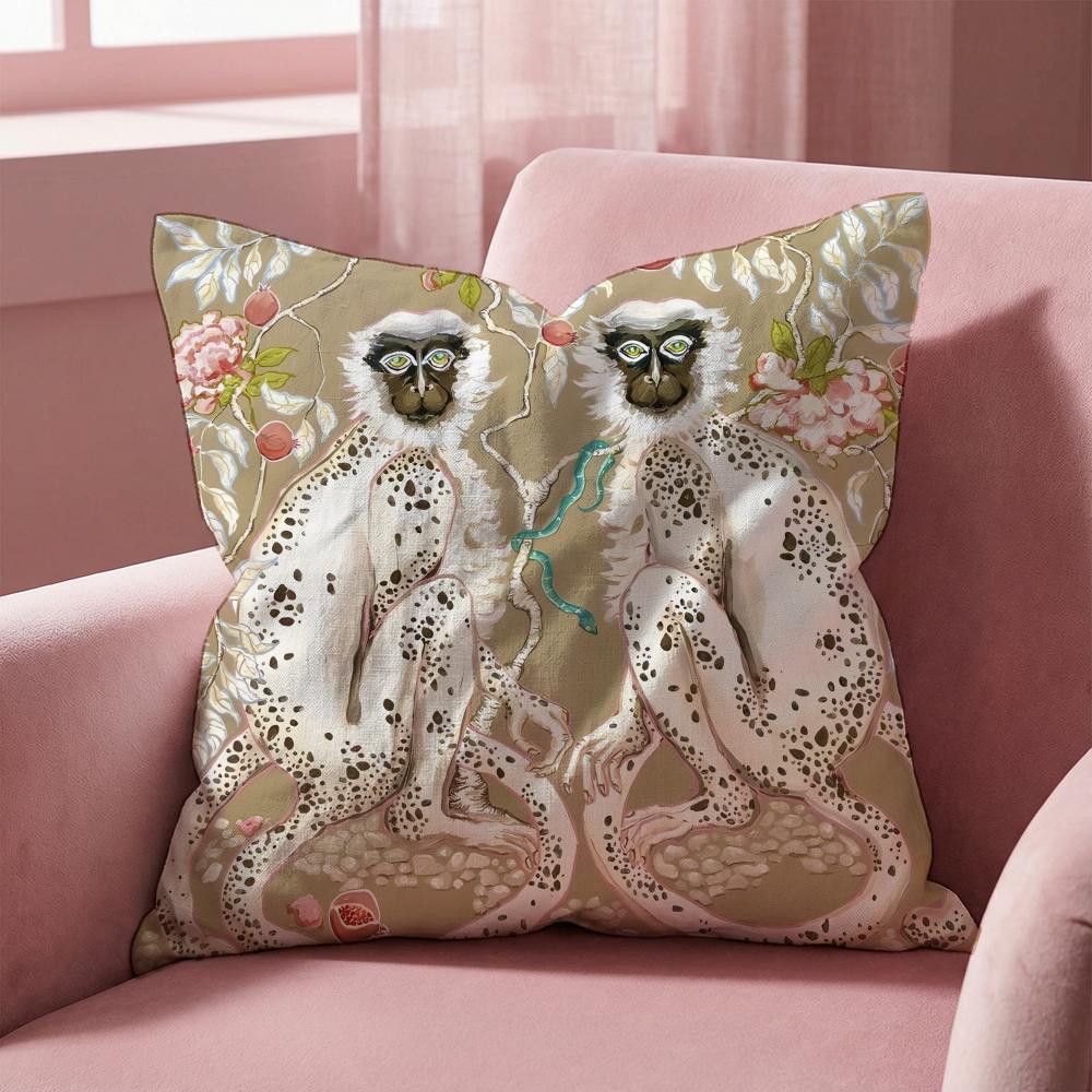 P-Paige G-Gemmel M-Monkey Cushion Cover Multi-Scene Pillow Cover for Home & Car - Reversible, Soft & Durable for Daily Use