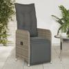VidaXL Garden Recliner Chair with Grey Wicker Cushions, Reclining Garden Armchair, Recliner Armchair of 365697