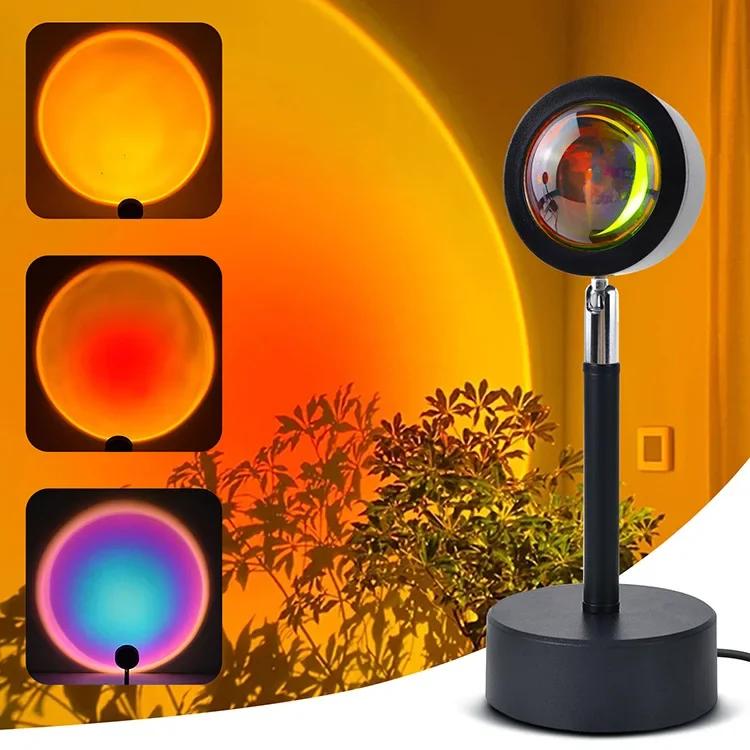 Smart LED Sunset Lamp Colorful Changing Bluetooth App Control Music Sync for Network Broadcast Bedroom Home Decor Rainbow Lamps