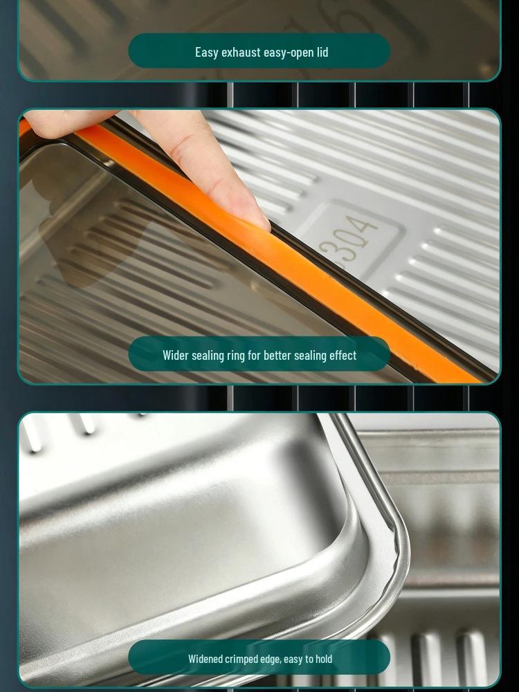 Stainless Steel Dumpling Storage Box with Lid - Square, Freezer-Safe for Wontons & Dumplings