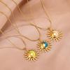 Waterproof Oil Drip Vintage Sun Pendant Necklaces For Women Gold Color 304 Stainless Steel Nameplate Necklace Christmas Jewelry