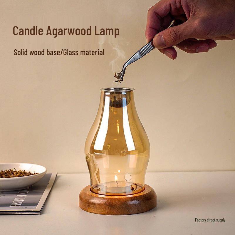 Glass Aromatherapy Incense Burner for Agarwood and Sandalwood with Candle Lamp Feature
