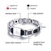 Rockyu Men's Titanium Magnetic Bracelet with Black Plate, Engraved Freemasonry Germanium Bracelet, Metallic Look (White)