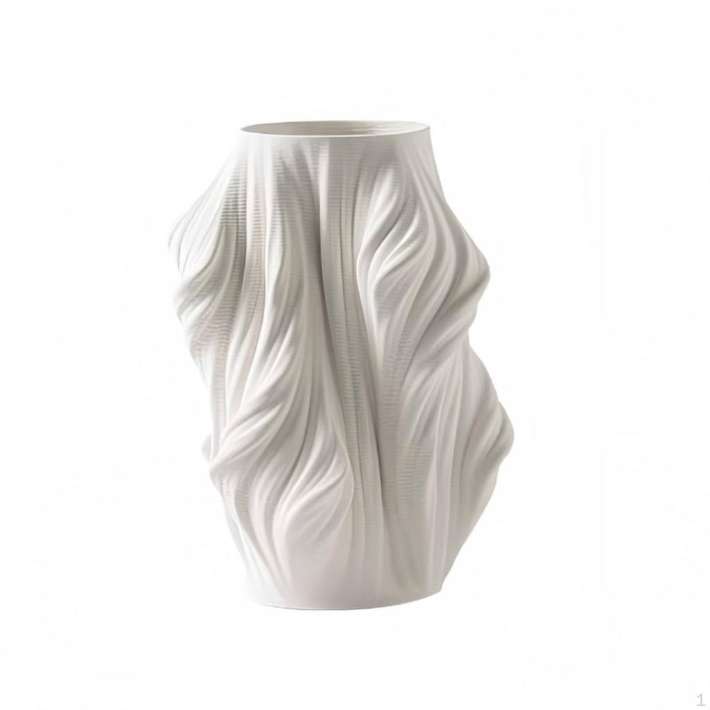 Geometric Vase Matte Sculptural Wavy Resin Vessel for Tabletop, Living
