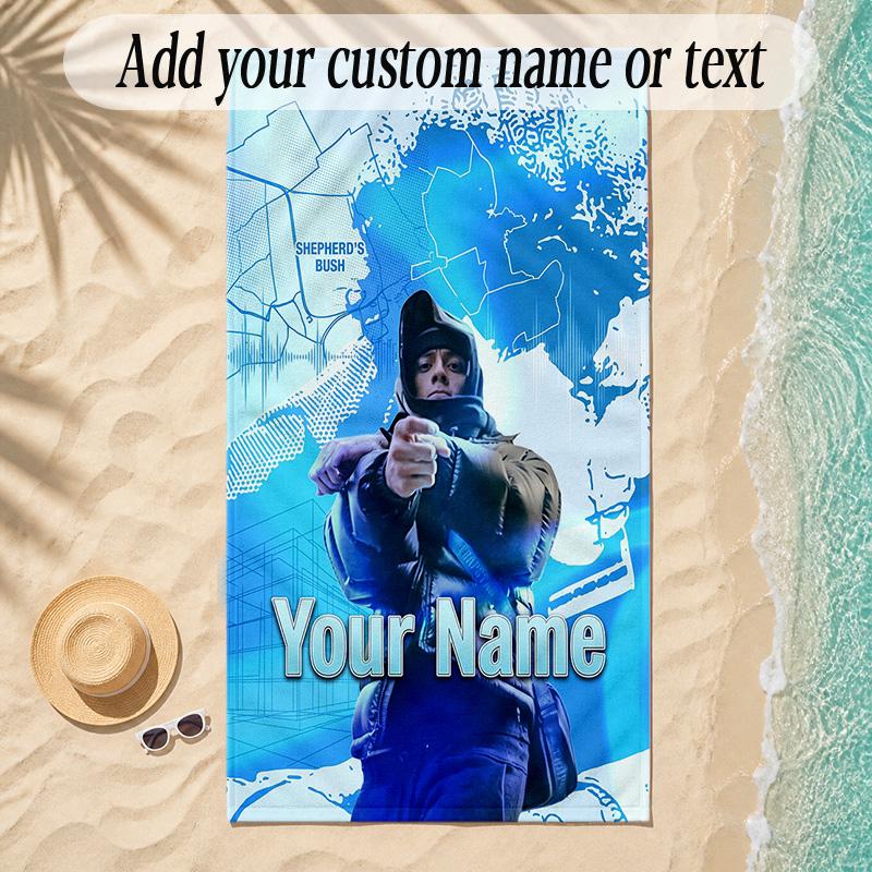 Beach TowelCentral Cee Custom Name Text Personalized Soft Towel for Beach Pool Indoor Home Decor Gift