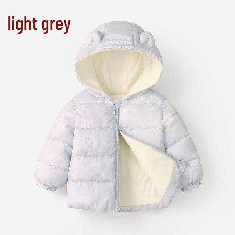Herbst/Winter Oberbekleidung für Kleinkinder: Baumwoll-Daunenjacke im Ohren-Stil & Lammwolle im trendigen koreanischen Design für Jungen & Mädchen.