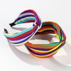 Pretty Colorful Rainbow Striped Cloth Knotted Headbands for Women Girls Daily Shopping Party Holiday Head Hoop Accessories