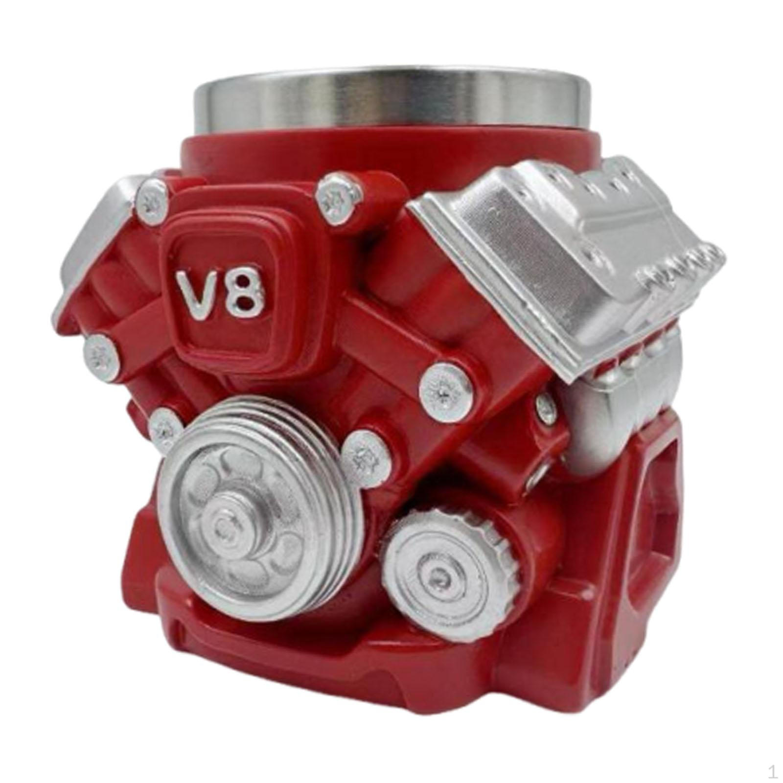 

V8 Engine Coffee Mugs Tea Cup with Handle Birthday Gift Trendy Water Drinks Red for Office Daily