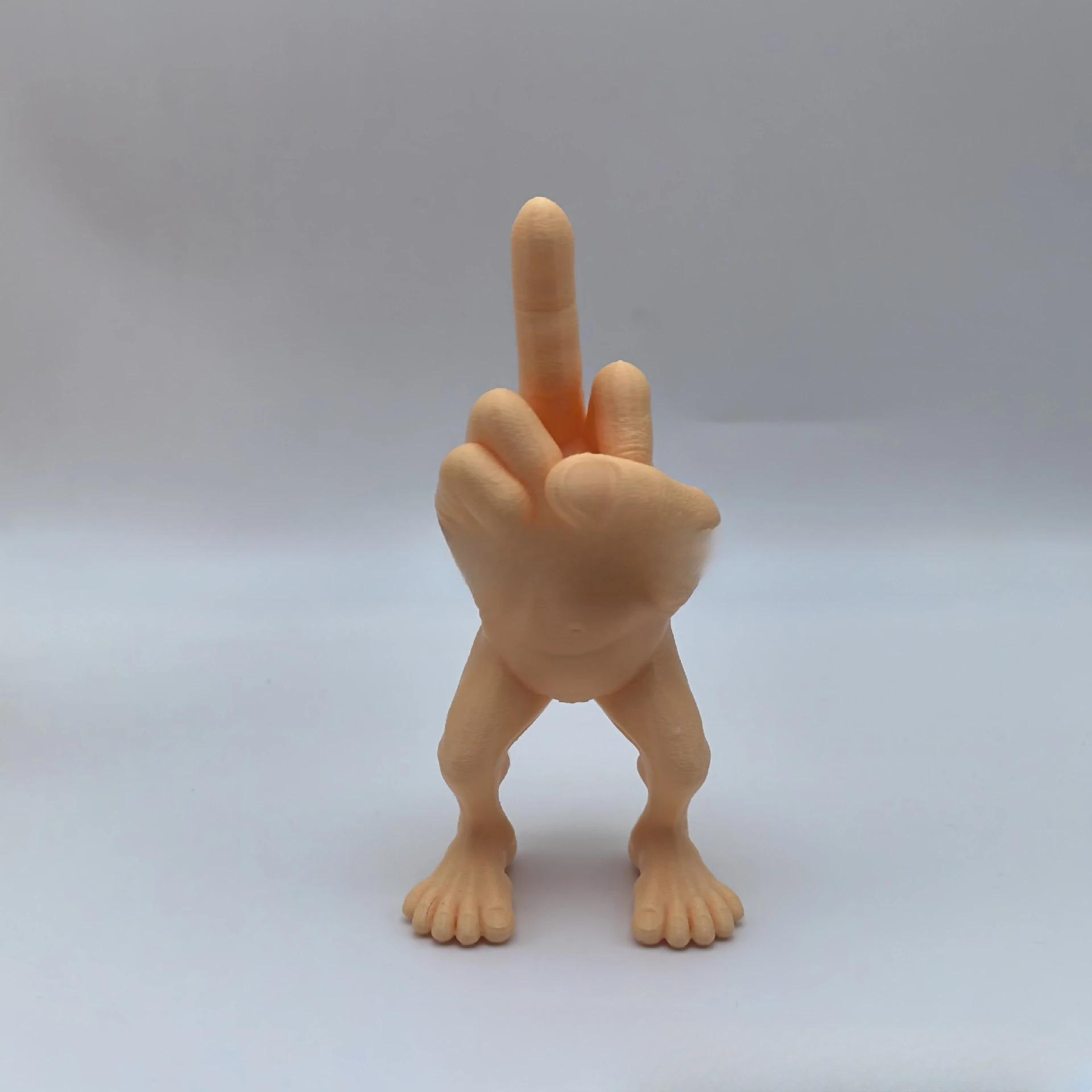 

Middle Finger Desktop Decorations 3d Printed Middle Finger Figure with Legs Funny Hand Gesture Resin Creative Ornament Sculpture