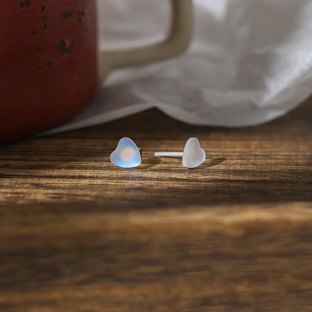 Bioceramic Needle Heart Geometric Mini Stud Earrings For Women Allergy Prevention Piercing Ear Hole Jewelry