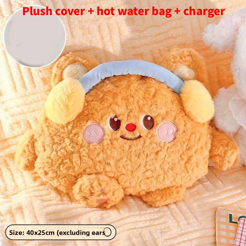 Rechargeable Electric Hot Water Bag With Cute Plush Cover For Cold Weather Comfort