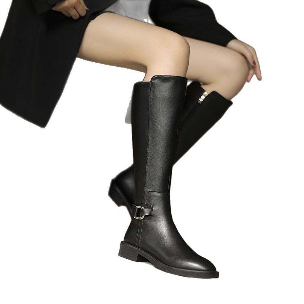 2025 Autumn/Winter New Style Retro Knee-High Boots for Women - Below-the-Knee, Slimming Riding Boots