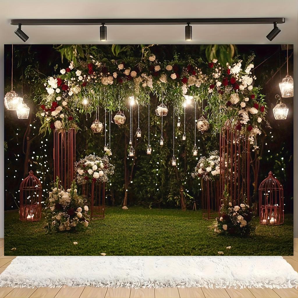 1 Romantic Garden Wedding Background - Suitable for Weddings Anniversaries and Festival Decorations Party Decorations