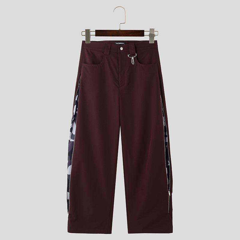 

INCERUN Men High Waist Side Zipper Camouflage Patchwork Casual Baggy Long Pants XL