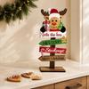 Wooden Holiday Signs for Home Christmas Table Decoration, Rustic Tabletop Sign, Vintage Farmhouse Decorative Tiered Tray Decor Desktop Plaque
