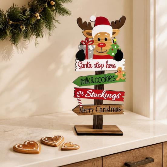 Wooden Holiday Signs for Home Christmas Table Decoration, Rustic Tabletop Sign, Vintage Farmhouse Decorative Tiered Tray Decor Desktop Plaque