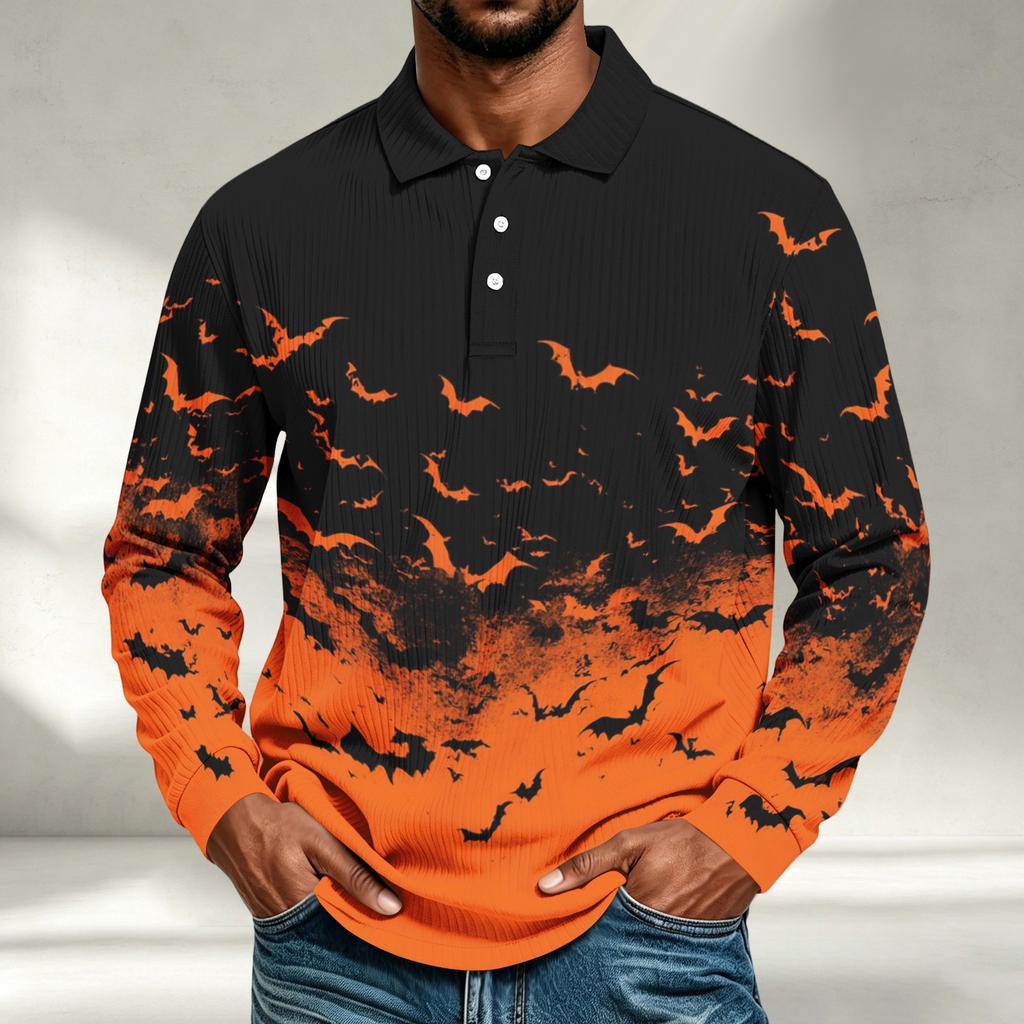 Men's Long Sleeve Shirt Halloween Print Loose Fit Casual Top