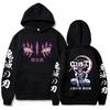 Men Japanese Anime Demon Slayer Hoodies Graphic Streetwear Akaza Manga Casual Long Sleeve Pullover Hooded Sweatshirt Oversized