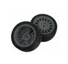 SHEAWA 110 RC Car Run-Flat Tires and Wheel Rims (4-Piece Set) - Compatible with Kyosho, Tamiya, and Other 110 Scale RC Cars (Gray)