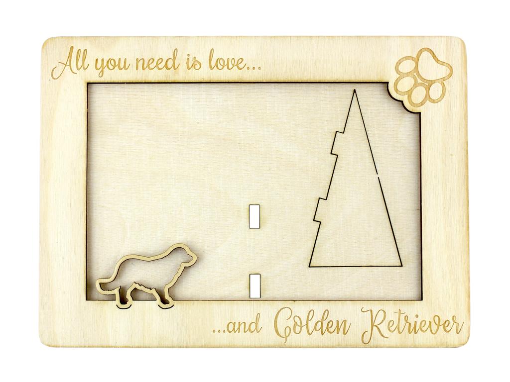Golden Retriever – Photo frame, engraved wooden frame | Art-Dog