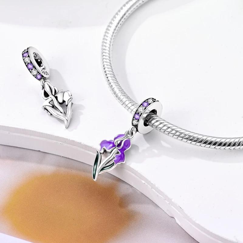

Purple Iris Plant Pendants copper Plated Authentic Bead Charms Compatible With Authentic Charm Bead Charms Bracelets Bead Charms Jewellery Do It Yours