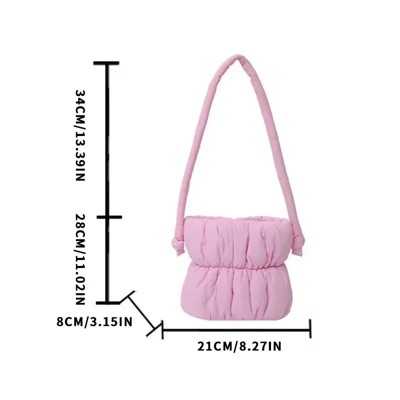 Nylon Bucket Bags Women Casual Designer Handbags Down-Filled Cotton Shoulder Bag Pleated Crossbody Bags Fashion Underarm Bag