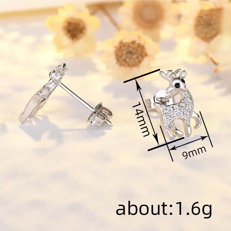 Sweet And Delicate Deer Stud Earrings, Christmas Fashion Holiday Earrings, Simple And Cute Earrings.