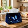1pc Mystical Aesthetic Butterfly Blue Tissue Holder - Night Flower Garden Glow, Sturdy Napkin Organizer for Vehicle, Kitchen, Dining, Home Decoration 