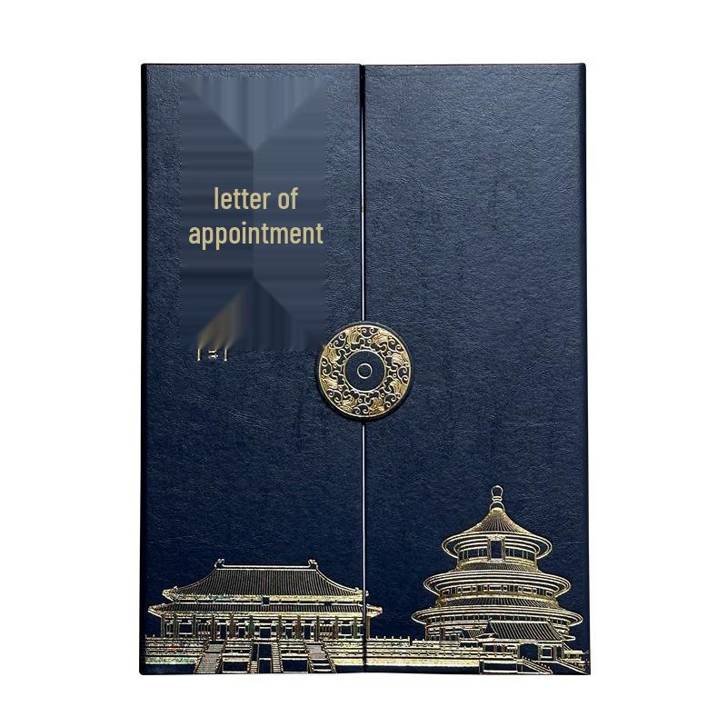 Chinese Style Faux Leather A4 Tri-fold Certificate Envelope: Customizable Graduation, Award, and Appointment Holder with Logo Printing