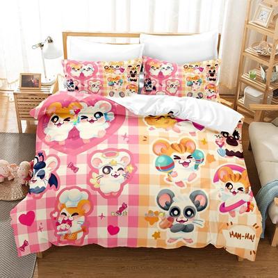 Neues Hamtaro Bettwäsche-Set Einzelbett Twin Full Queen King Size Bettset Erwachsene Kind Schlafzimmer Bettbezug-Sets 3D-Druck Anime Bettlaken-Set