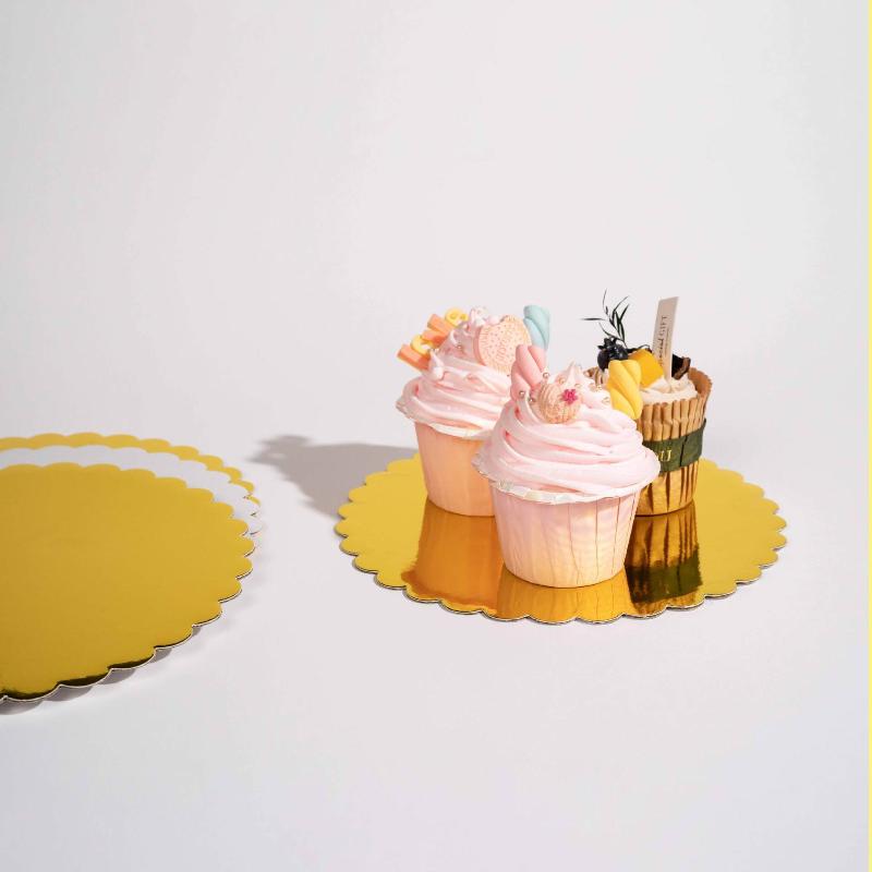 10 Pcs Cake Boards With White Golden Cake Rings, Cardboard With 6/8/10/12 Inch Cake Base, Suitable For Baking Cakes