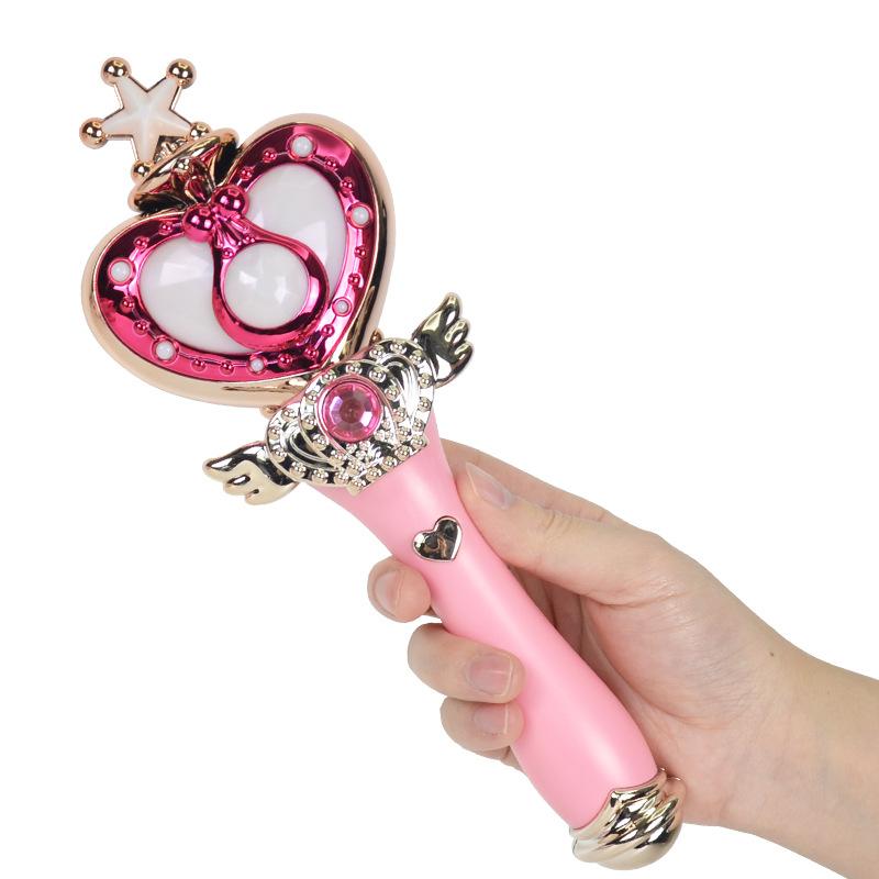 Varita Mágica Musical de Princesita Juguete de Plástico Estrella con Purpurina Varita de Hada Juguete para Niña Varita de Luz