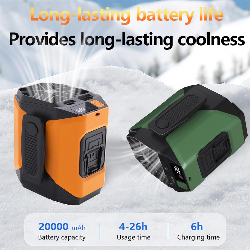 Rechargeable Waist Fan Portable Hands Free Mini Fan With Power Bank Flashlight 5 Speeds For Outdoor Activities