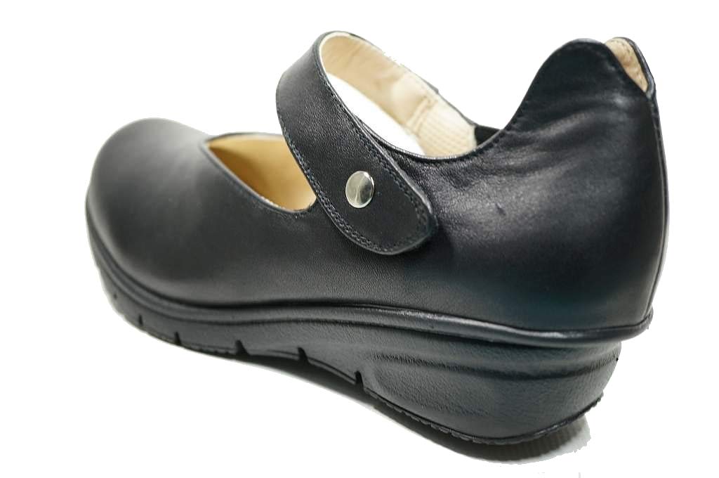 Yuriko Matsumoto Comfortable Wedge Sole Pumps, Genuine Leather (22cm, Black)