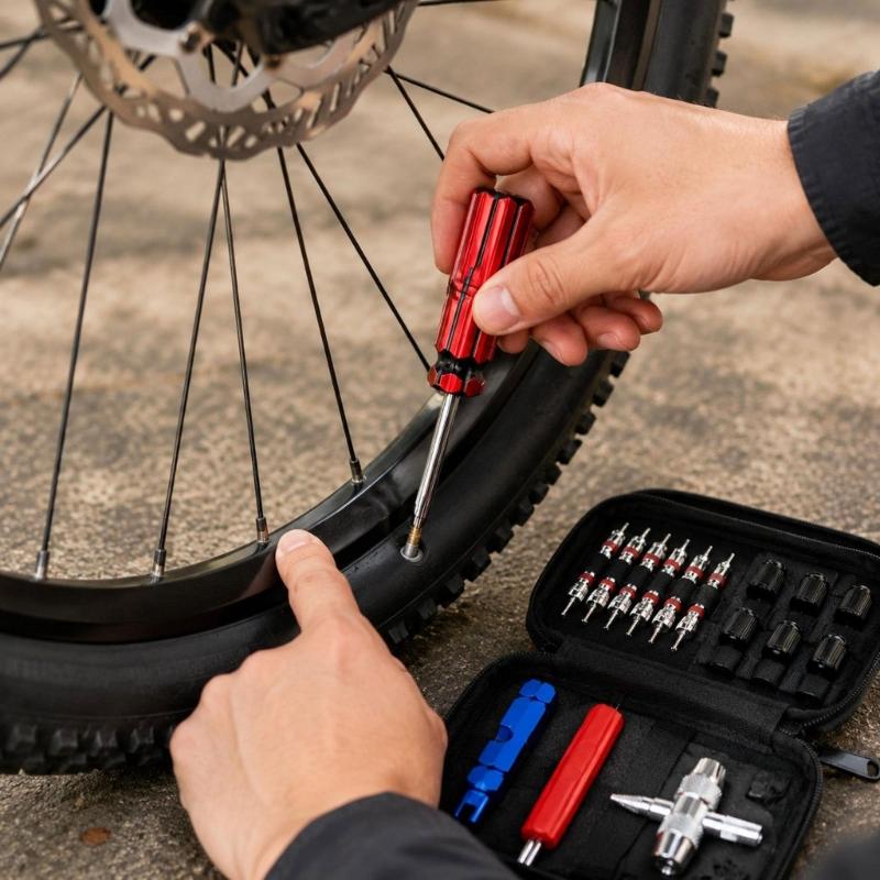 Valves Cores Remover Tool Set for Cycles with Metal Service Hardware, Air Stem Coupler, and Dusts Shield Assortment for House Repair, Garage Repair,