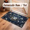 Floral Garden Theme Crystal Velvet Floor Rug Personalized Custom Name Text Warm Carpet Home Decoration