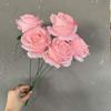 Nouveau Bouquet de Fleurs de Rose à 5 Têtes Beauté Soie Fleur Artificielle Soie Fausse Fleur DIY Rose Artificielle pour Décoration de Mariage et Festival