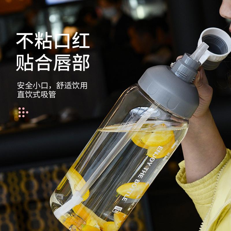 Water bottle summer large capacity plastic kettle adult sports cup space cup student outdoor portable handle straw cup