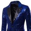 Lapel Long Sleeve Flap Pockets Single Button Men Blazer Event Host Shiny
