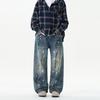 Street Hip-hop Ink Hand-painted Jeans Men's Loose Straight Wash Wide-leg Pants