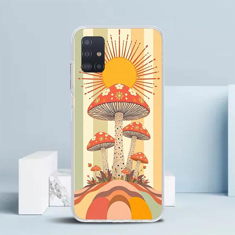 

Boho Hippy Mushroom Sunrise Soft Cover for Samsung Galaxy A12 A22 A32 A52 A72 A02S Phone Case Note 20 Ultra 10 S10 Plus A51 A71 Samsung A51 4G